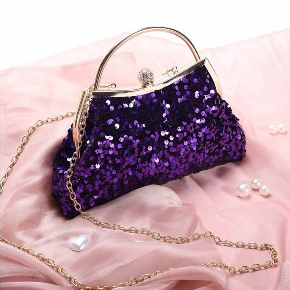 Noble Lady Style Glitter Handbag For Women, New Trendy Small Chain Crossbody Bag